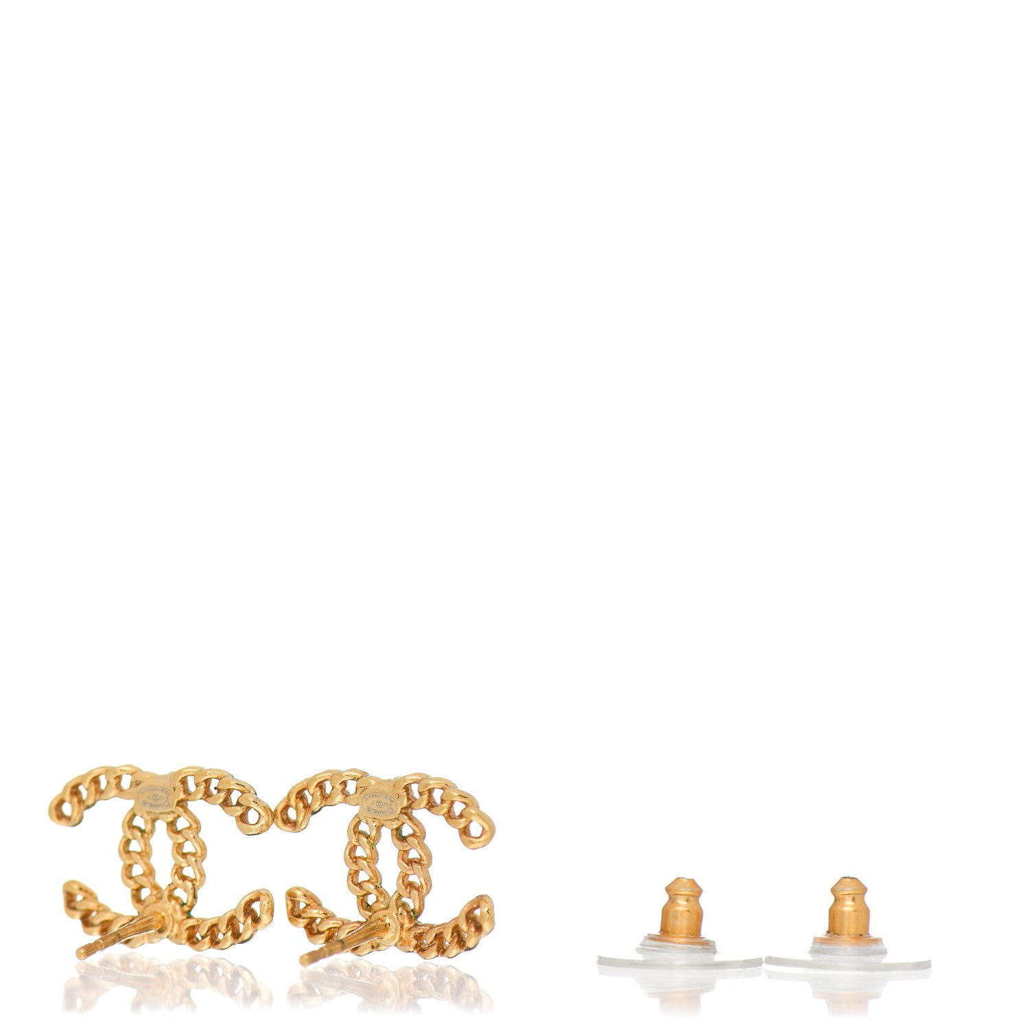 Chanel Metal Pearl CC Chain Link Earrings Light Gold 3 of 4
