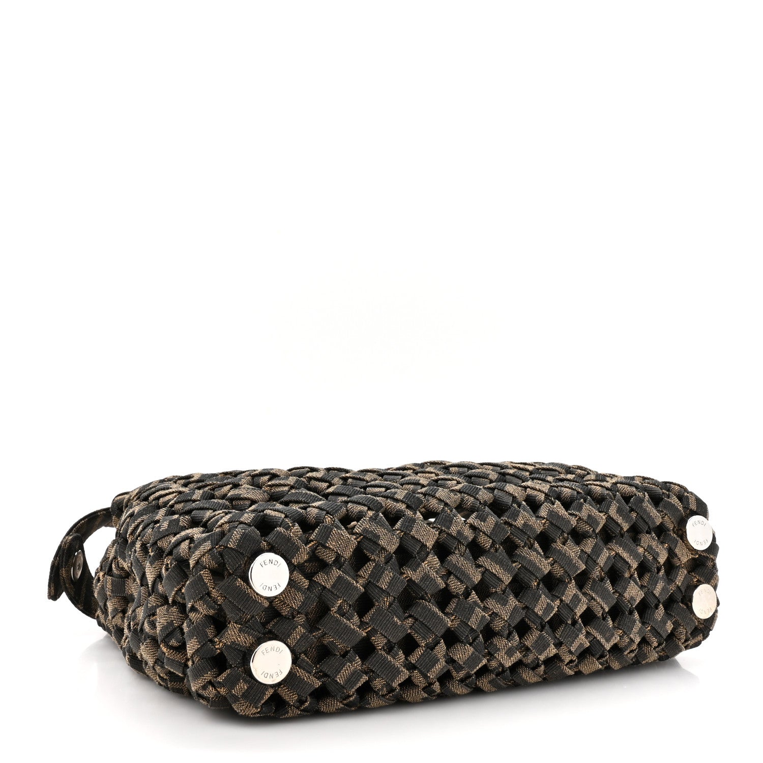 Fendi Fabric Jacquard FF 1974 Woven Knotted Mini Peekaboo I SEE U Satchel Tobacco Moro 5 of 13