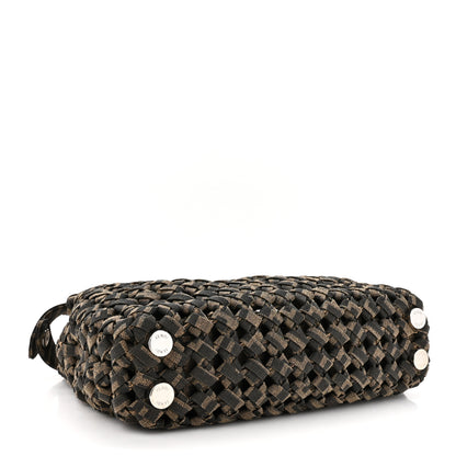 Fendi Fabric Jacquard FF 1974 Woven Knotted Mini Peekaboo I SEE U Satchel Tobacco Moro 5 of 13