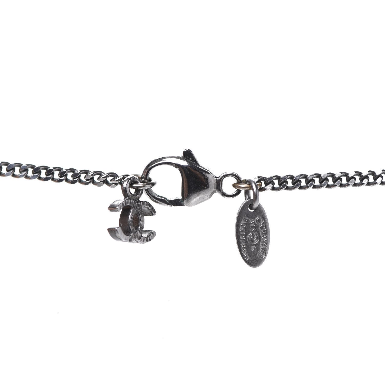 Chanel Ruthenium Globe CC Pendant Necklace Dark Silver 5 of 6