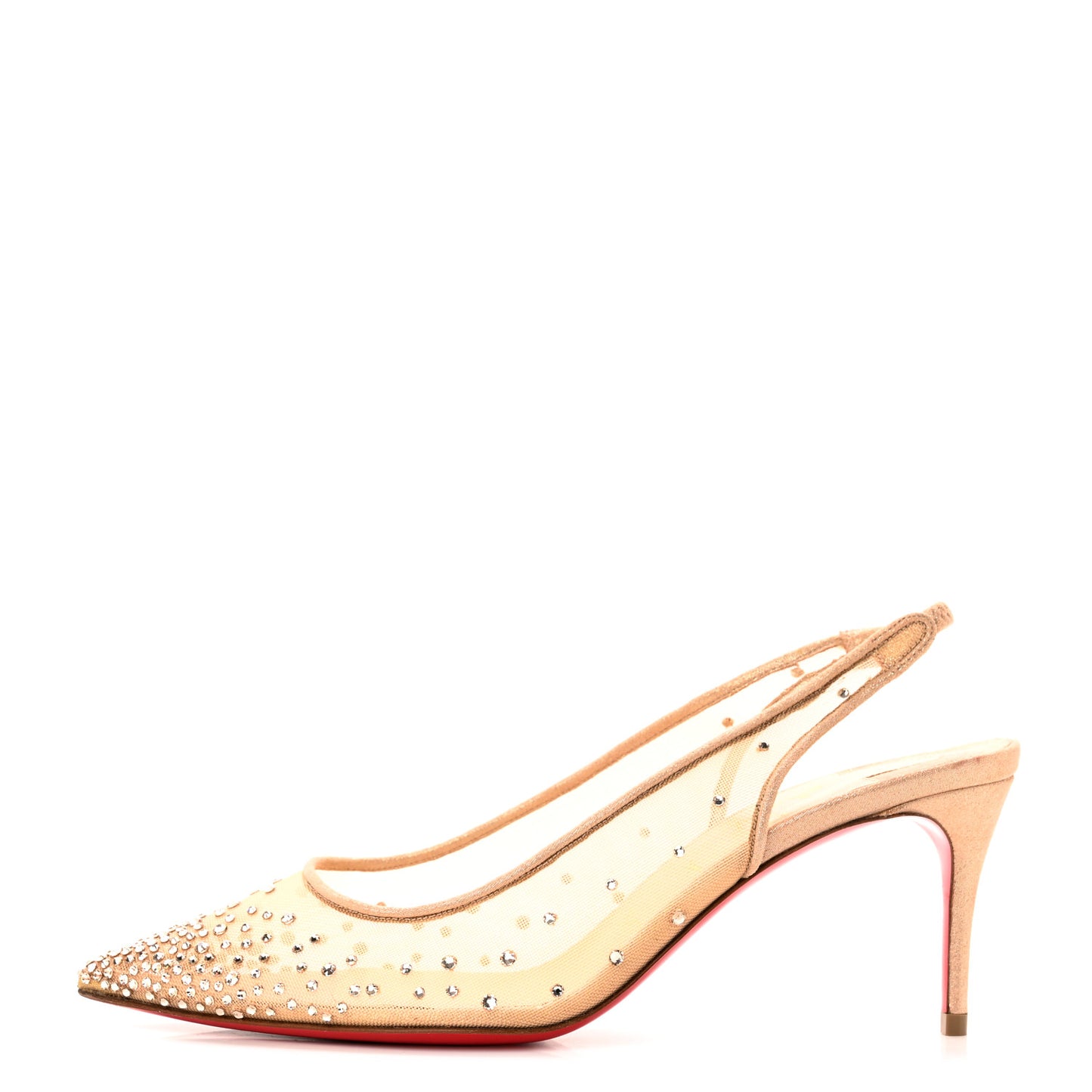 Suede Silk Crystal Strass Follies 70 Slingback Pumps 37 Light Silk
