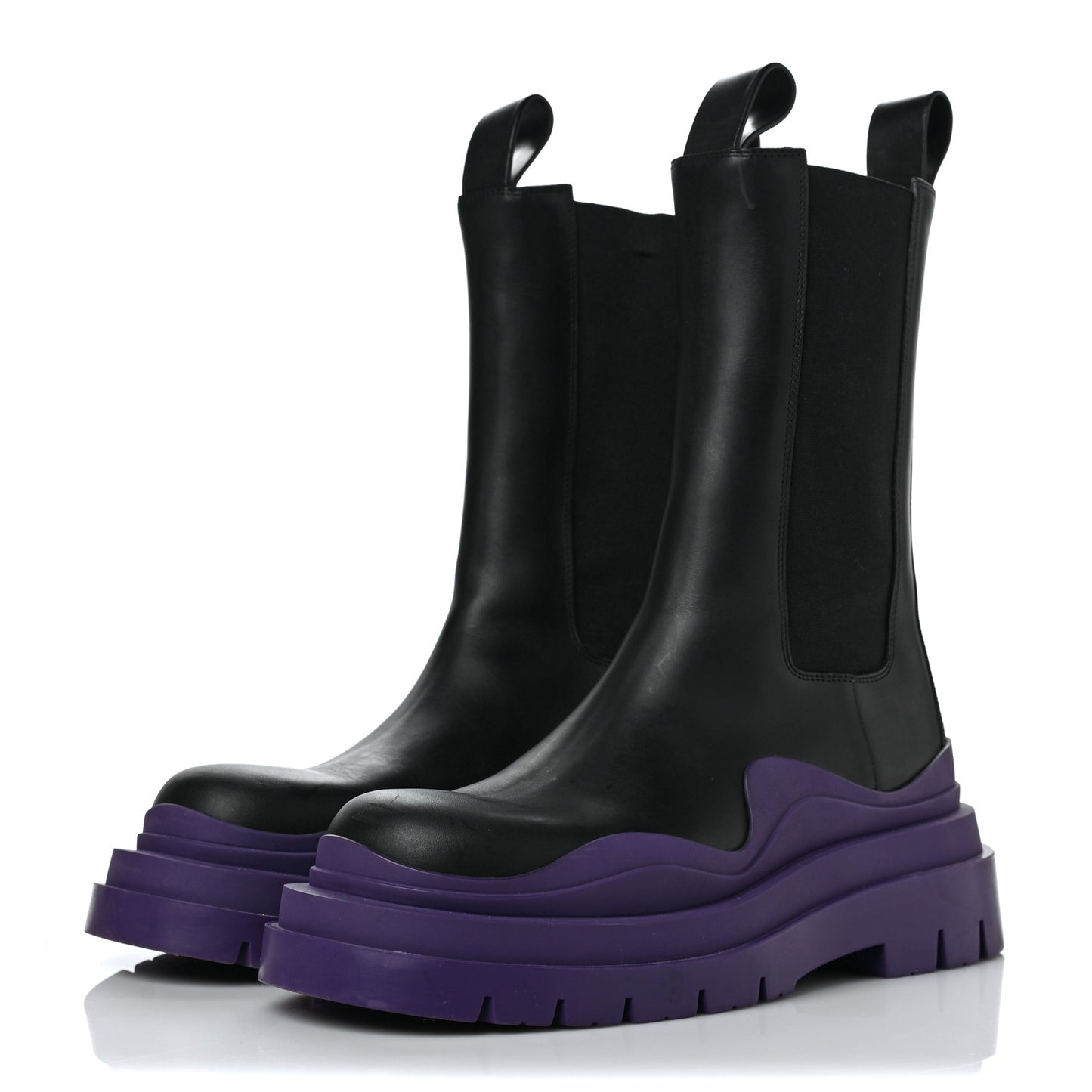 Calfskin The Tire Chelsea Boots 38.5 Black Plum