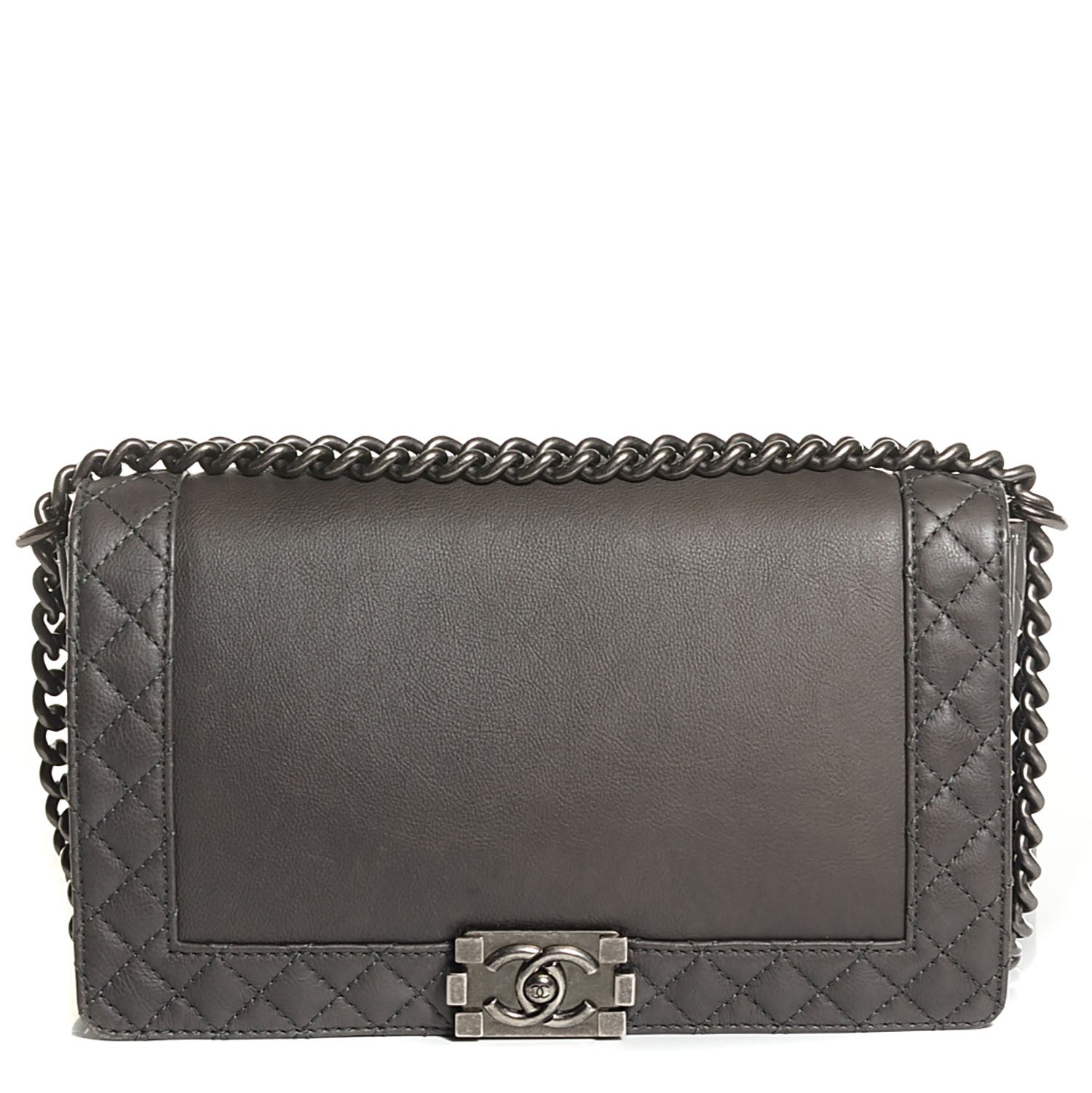 Chanel Calfskin Medium Boy Reverso Flap Grey 1 of 9