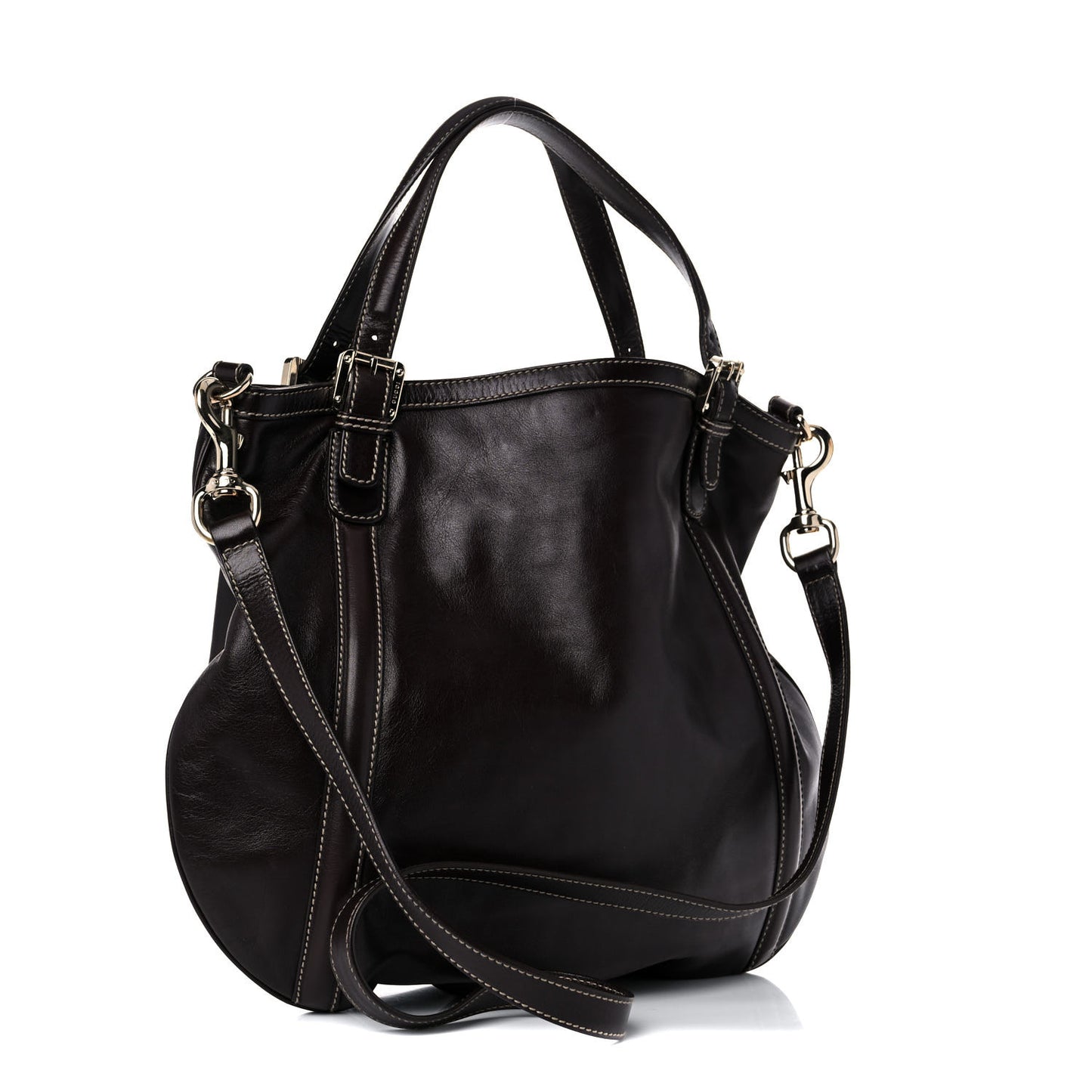 Calfskin Medium Britt Tote Dark Brown