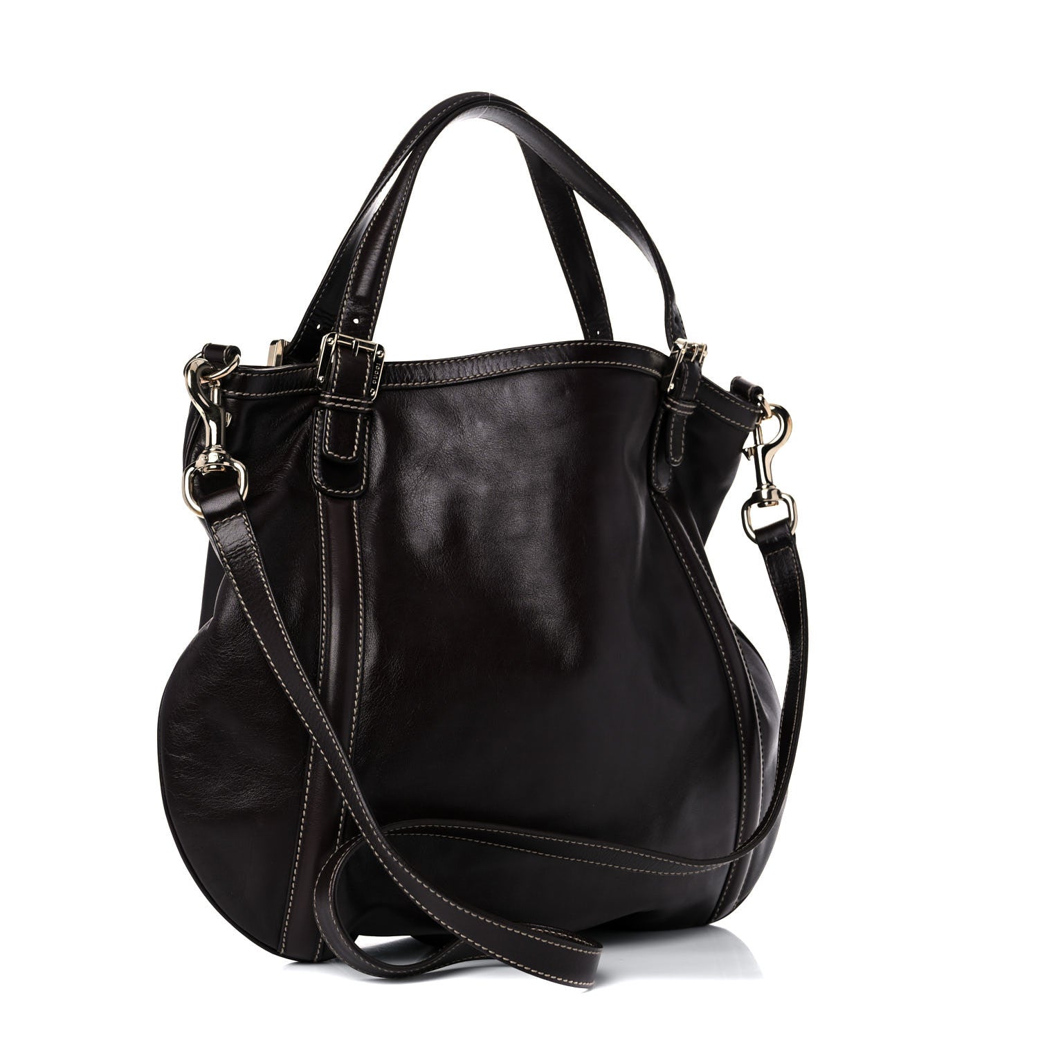 Gucci Calfskin Medium Britt Tote Dark Brown 3 of 12