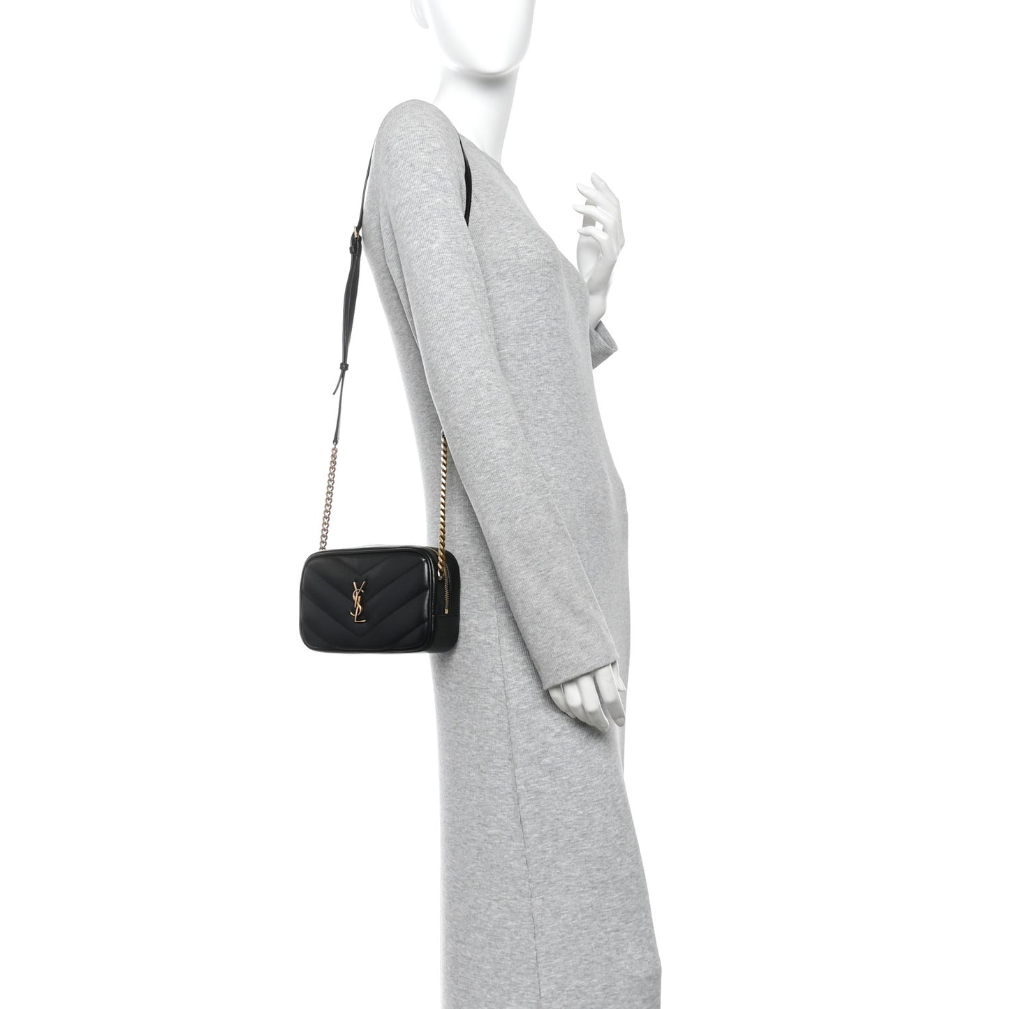 Lambskin Matelasse Monogram Mini Loulou Camera Bag Black