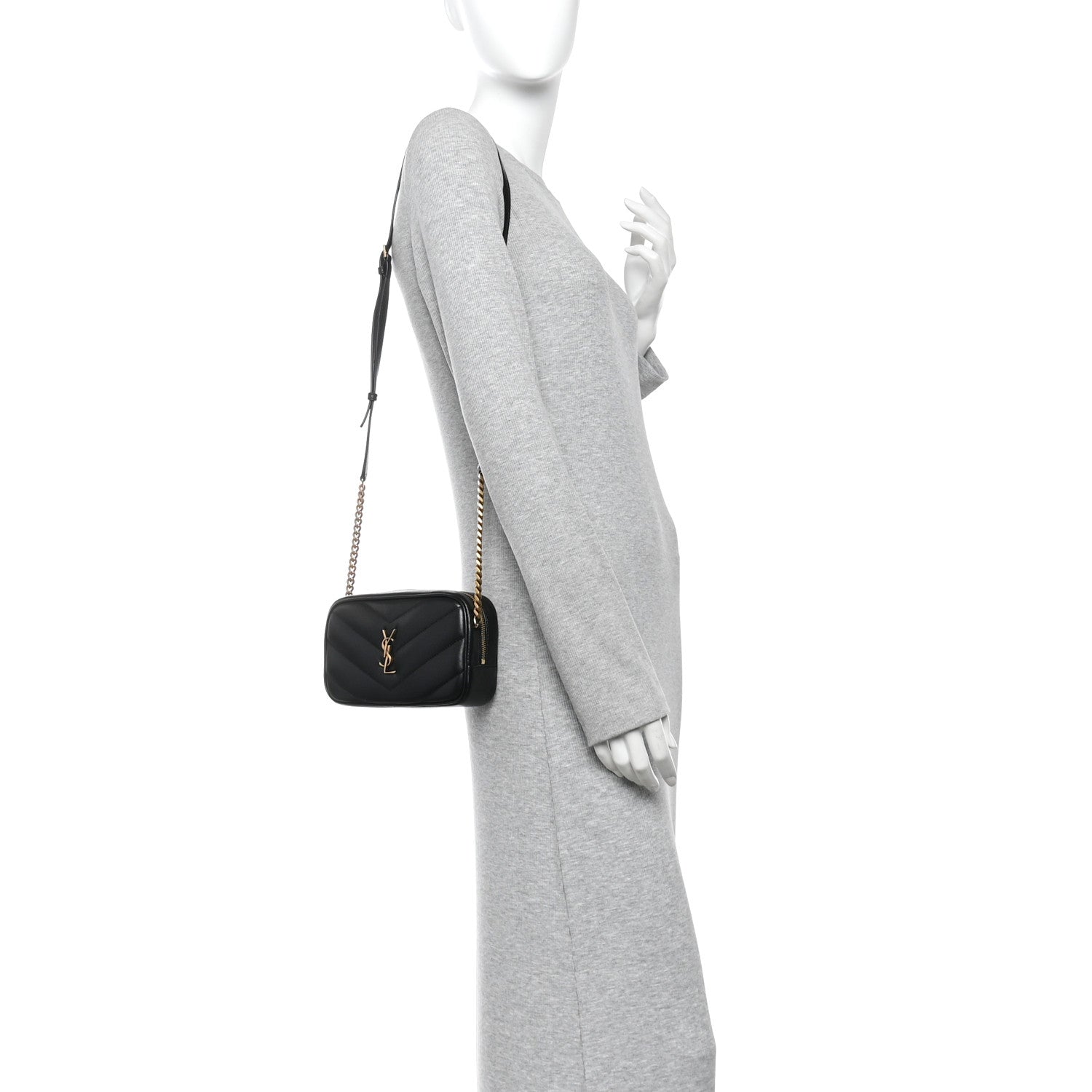 Saint Laurent Lambskin Matelasse Monogram Mini Loulou Camera Bag Black 2 of 10