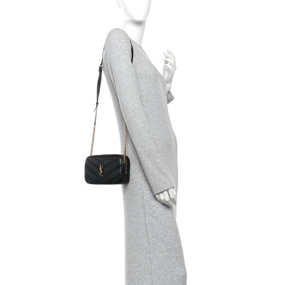 Saint Laurent Lambskin Matelasse Monogram Mini Loulou Camera Bag Black 2 of 10