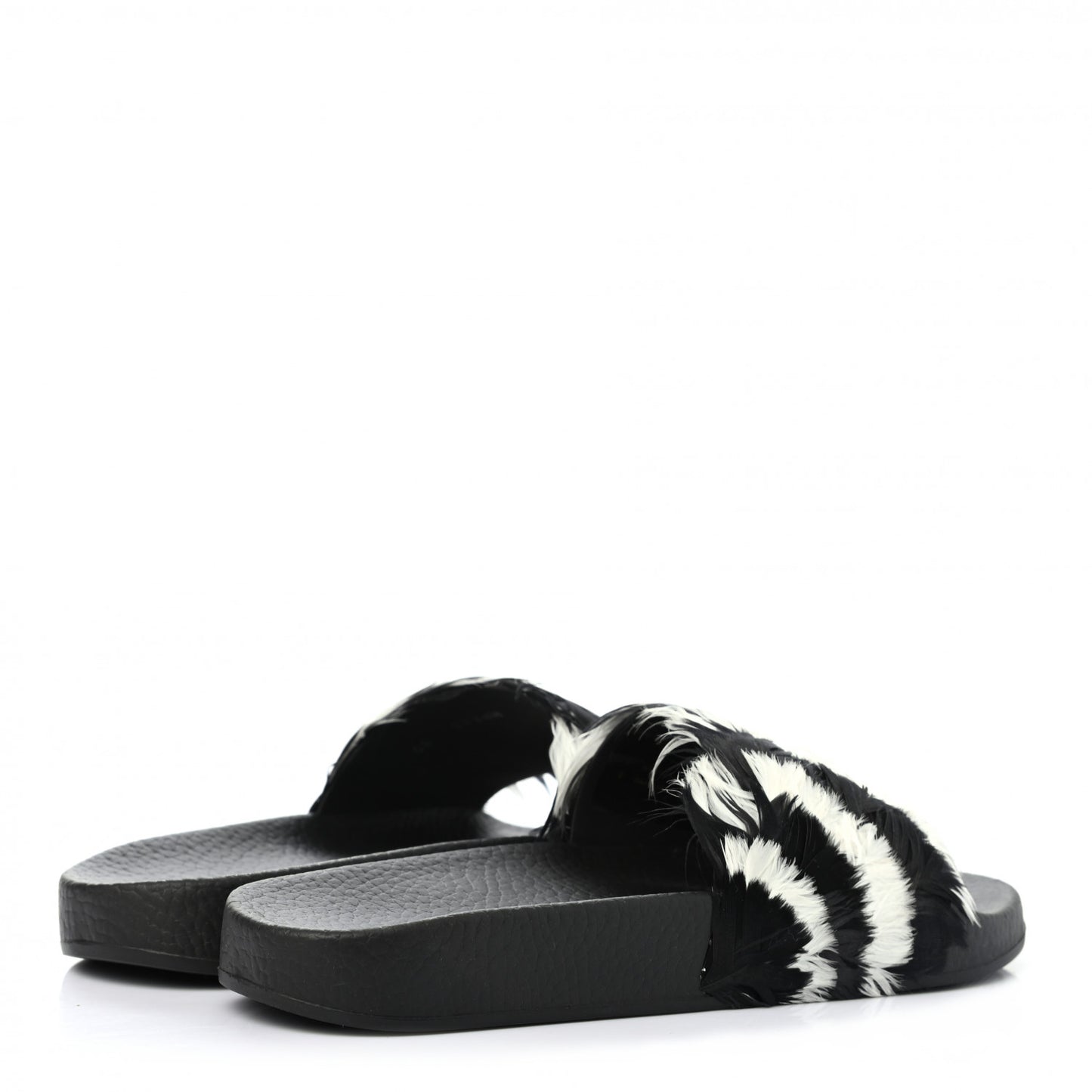 Rubber Feather Pool Slide Sandals 35 Black White