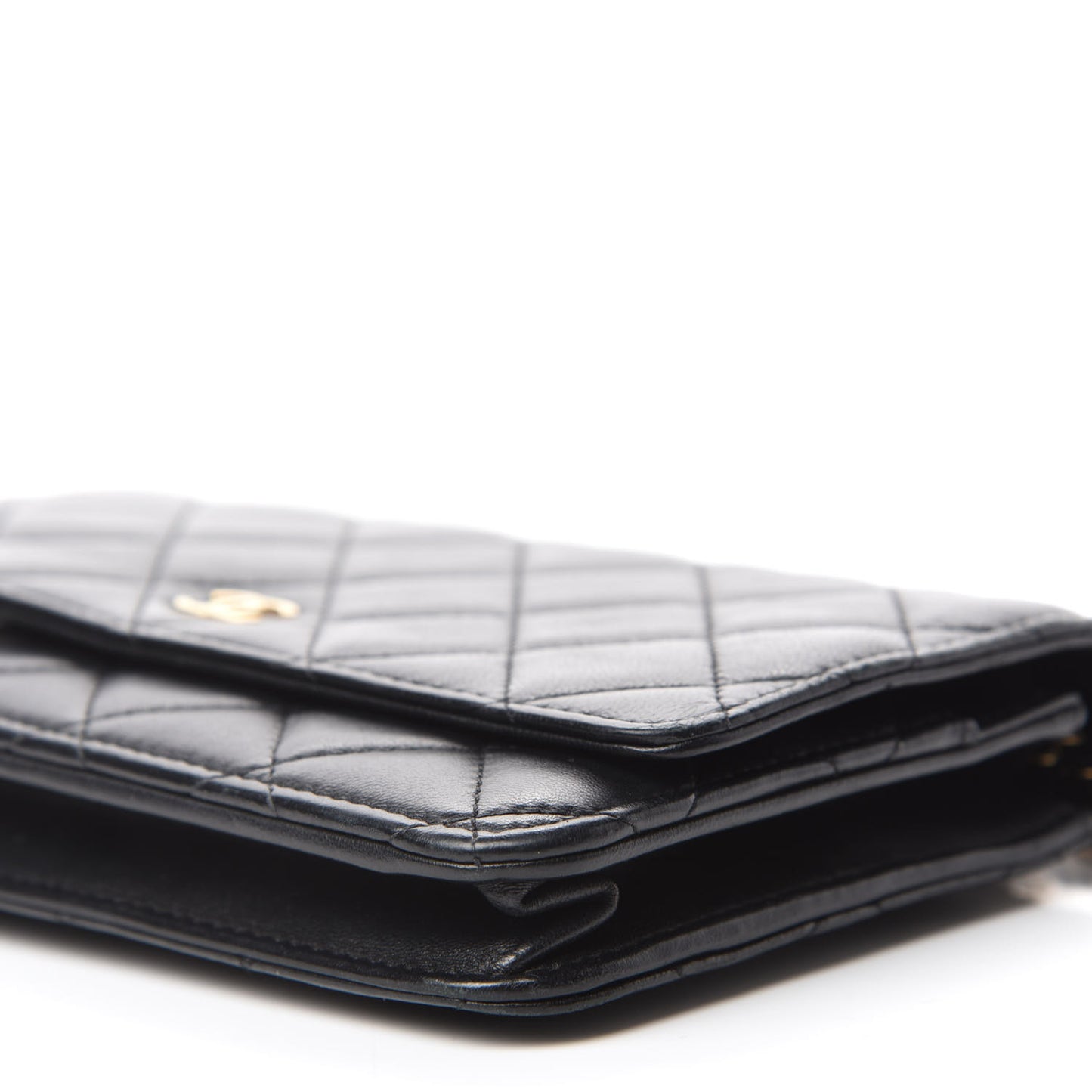 Lambskin Quilted Wallet On Chain WOC Black