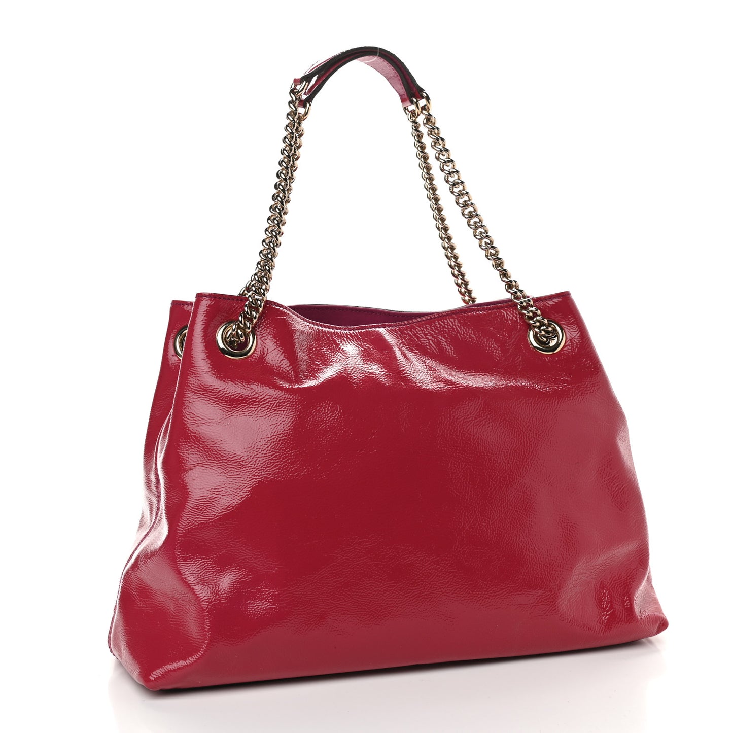 Vernice Naplack Medium Soho Chain Shoulder Bag Bright Bouganville