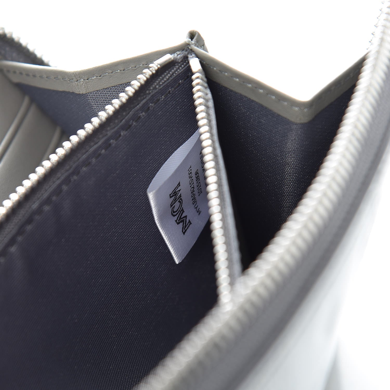MCM Metallic Monogram Patent Large Zip Around Wallet Silver 7 of 10