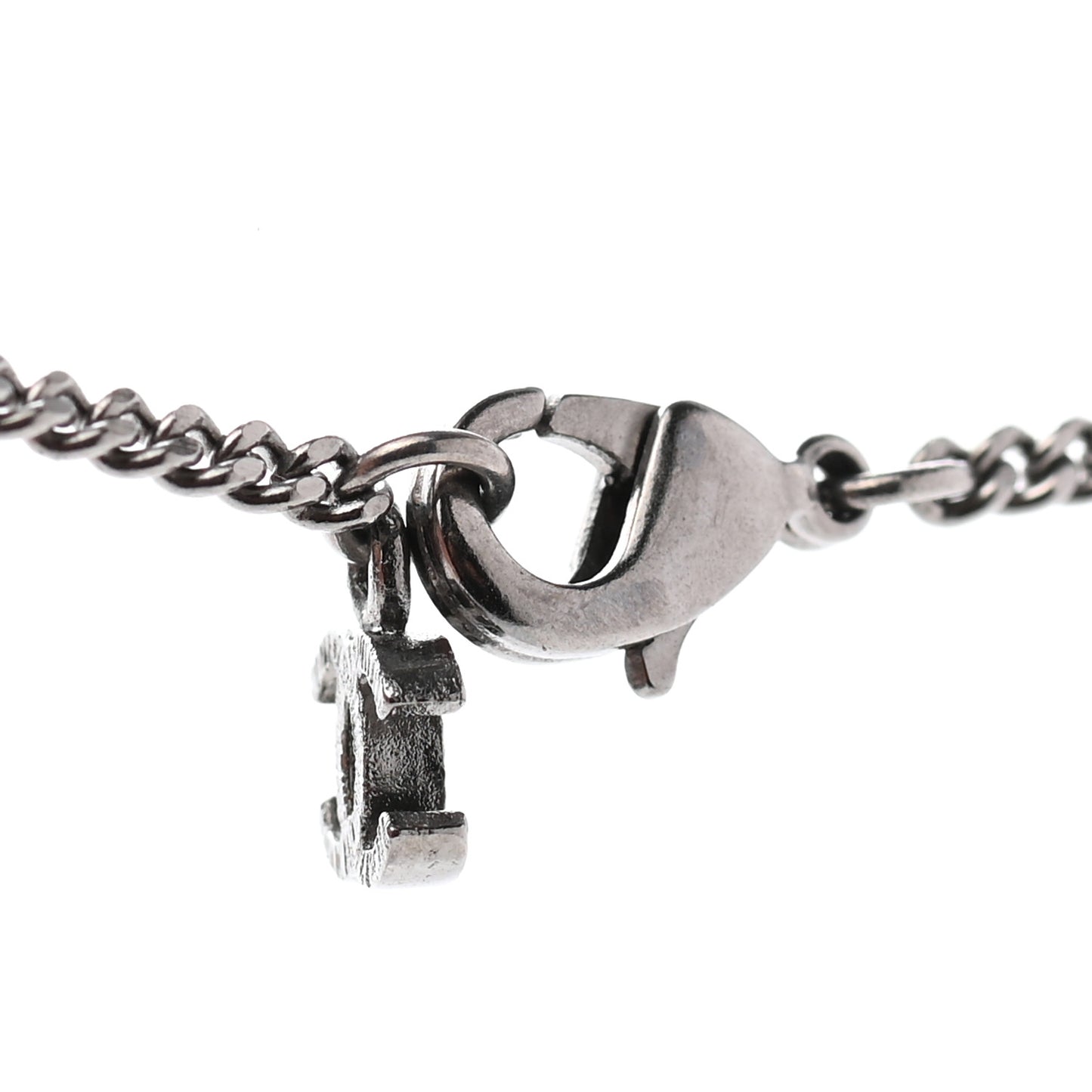 Tweed Ruthenium CC Pendant Necklace Black Silver