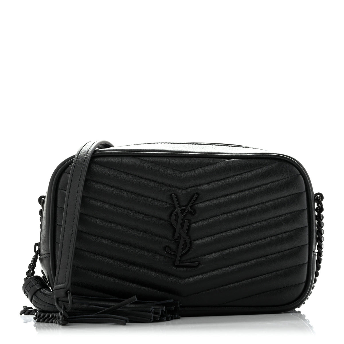 Saint Laurent Calfskin Matelasse Monochrome Monogram Mini Lou Camera Bag Black 1 of 11