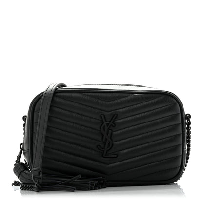 Saint Laurent Calfskin Matelasse Monochrome Monogram Mini Lou Camera Bag Black 1 of 11
