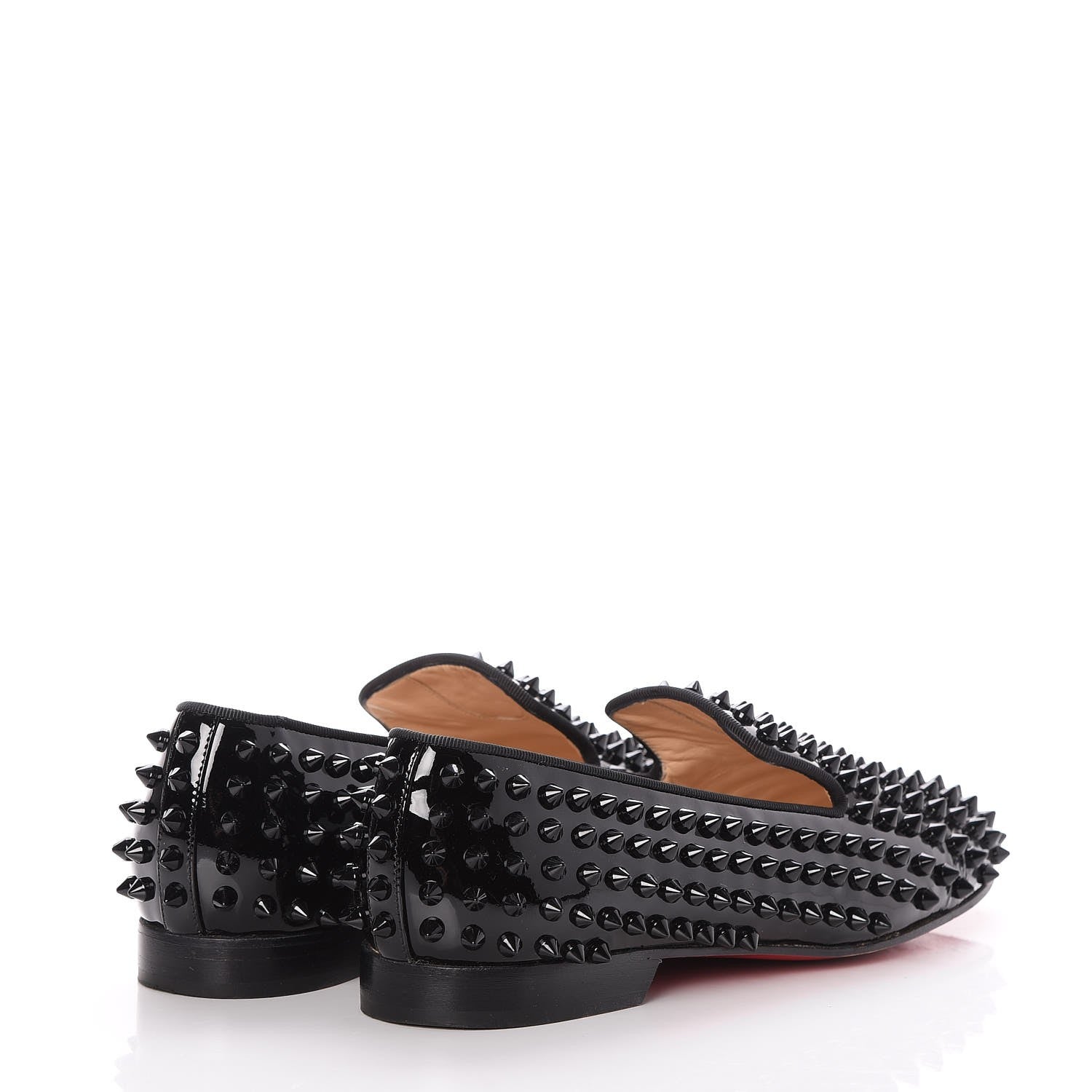 Christian Louboutin Patent Calfskin Rolling Spikes Loafers 38 Black 4 of 10