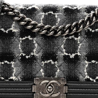 Chanel Caviar Tweed Quilted Medium Boy Flap Grey 8 of 10