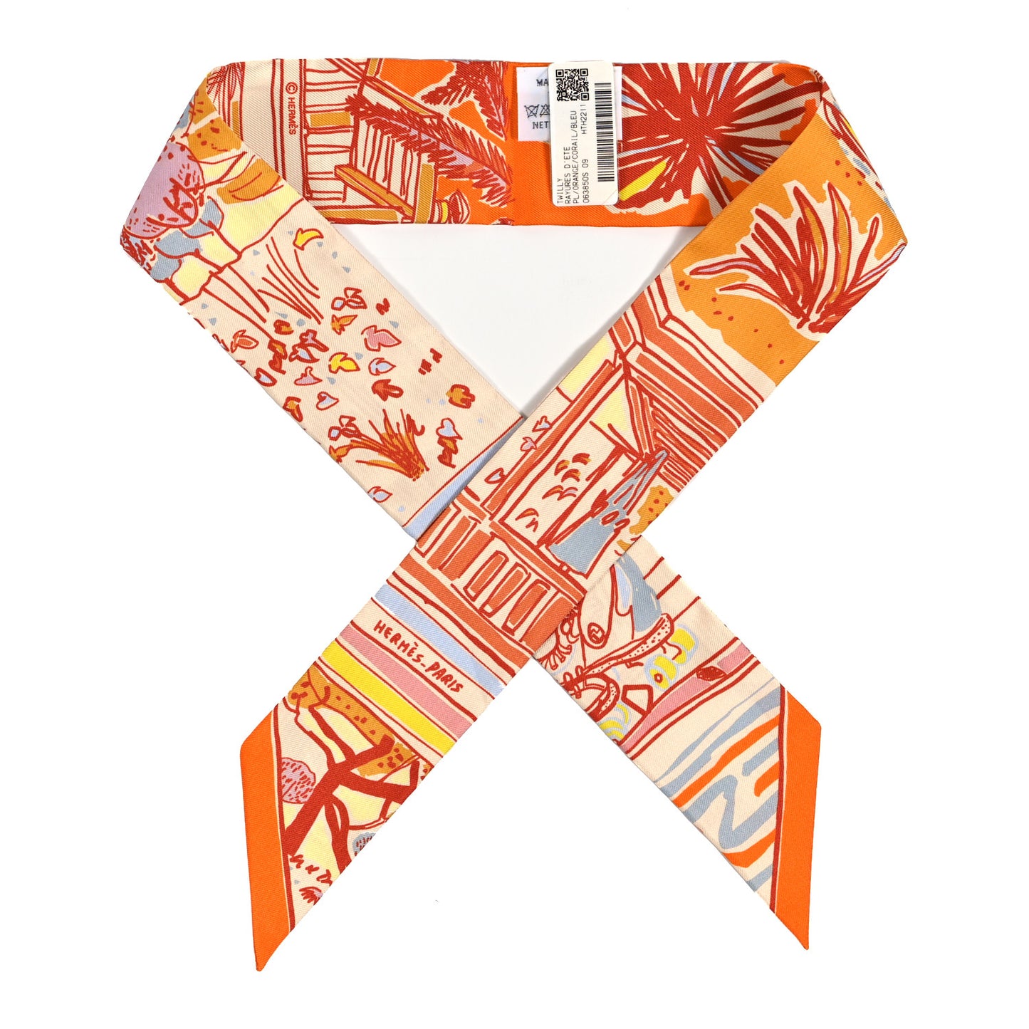 Silk Rayures D'ete Twilly Orange Corail Bleu