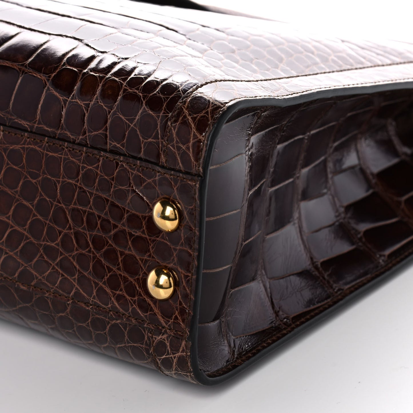 Alligator Medium Ophidia Top Handle Chain Brown