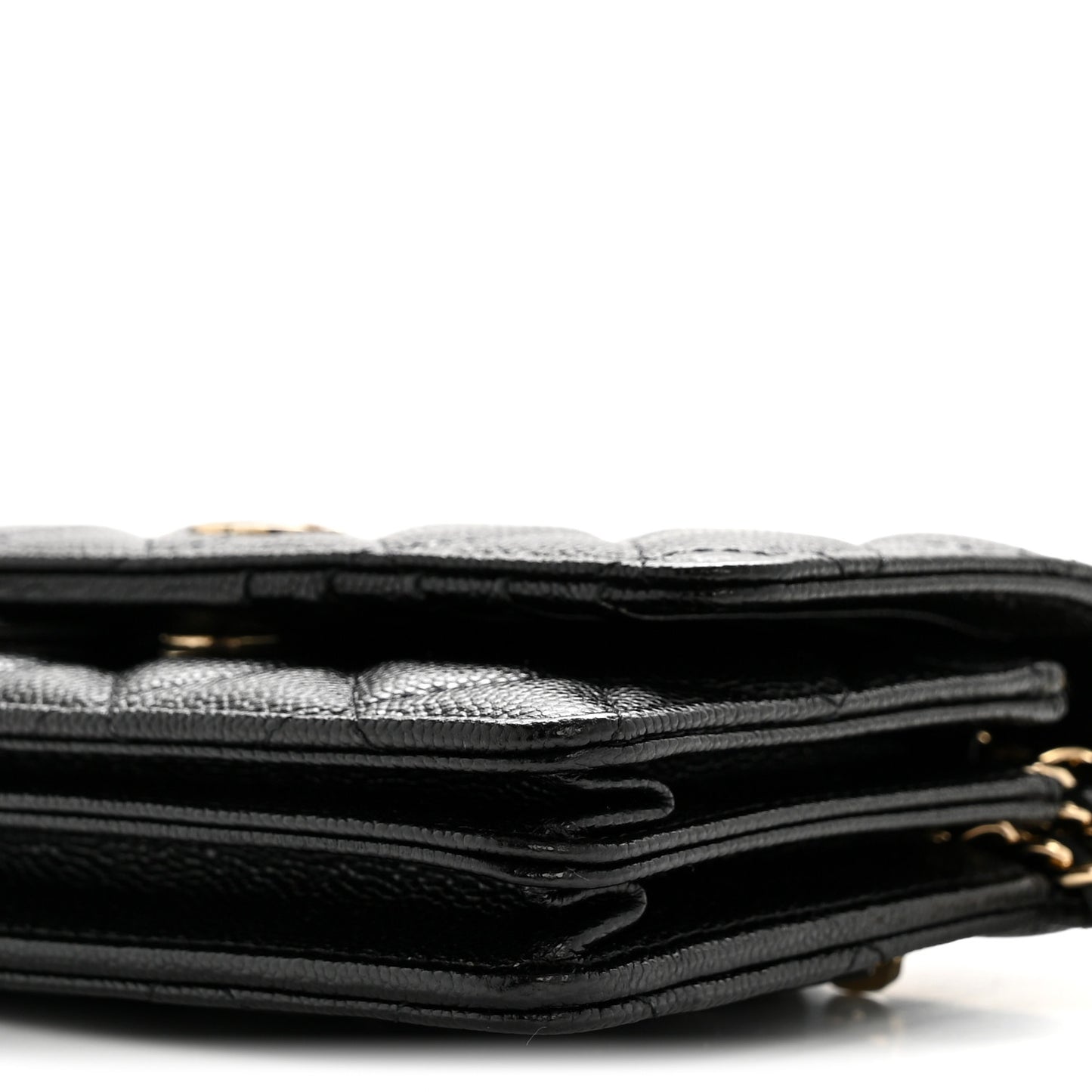 Caviar Quilted Mini Wallet On Chain WOC Black
