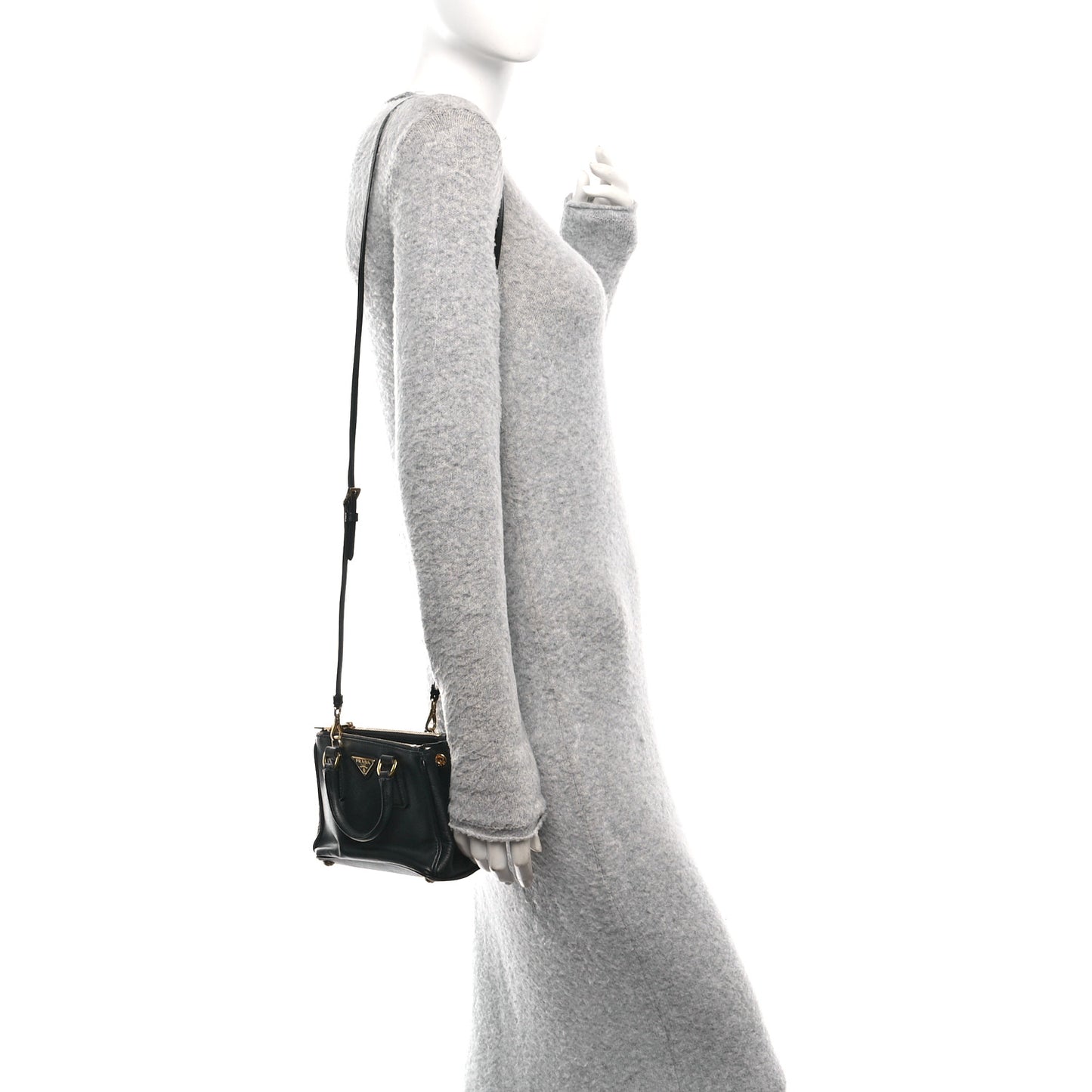 Saffiano Micro Galleria Double Zip Tote Black