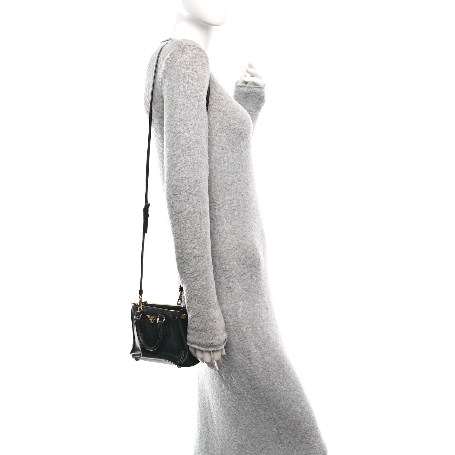 Prada Saffiano Micro Galleria Double Zip Tote Black 2 of 9