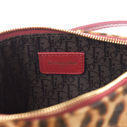 Christian Dior Pony Hair Leopard Mini Saddle Bag Red 6 of 11