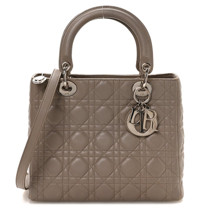 Christian Dior Lambskin Cannage Medium Lady Dior Grey 1 of 10
