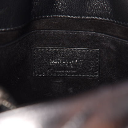 Saint Laurent Metallic Calfskin Y Quilted Monogram Small Loulou Chain Satchel Acciaio 6 of 9