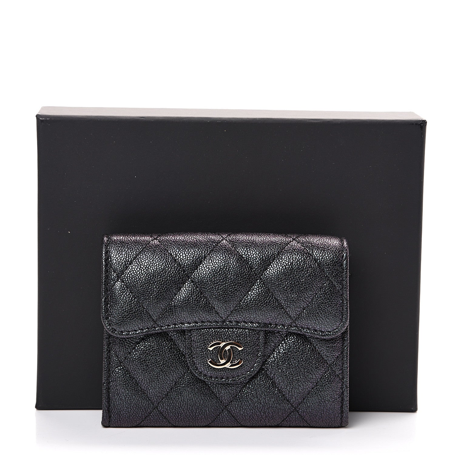 Chanel Iridescent Caviar Quilted Flap Card Holder Wallet Black 8 of 8