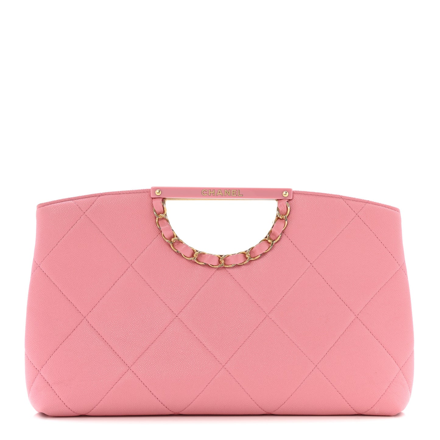 Caviar Quilted A Real Catch Clutch Pink