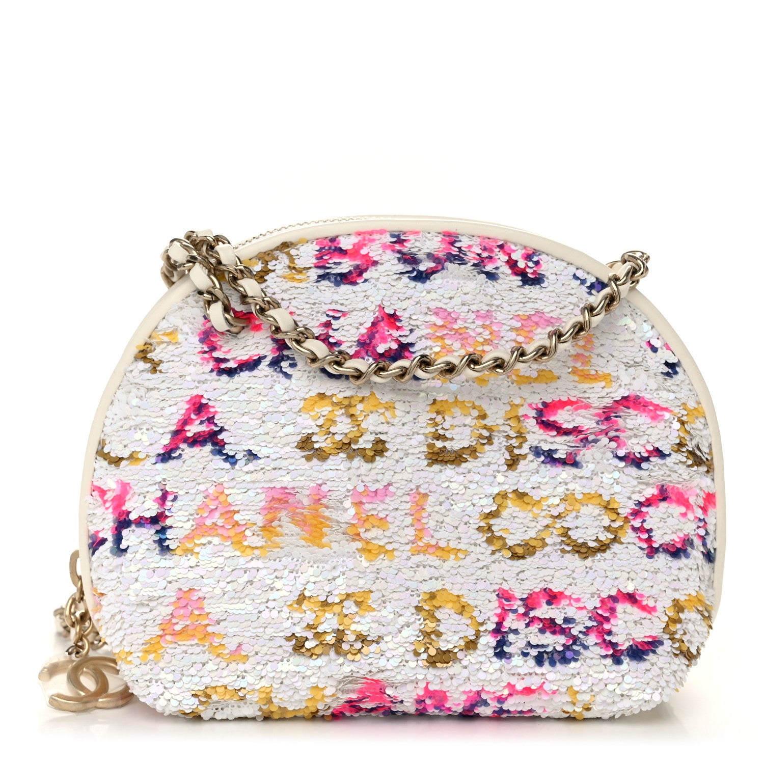 Chanel Sequin Logo CC Crossbody Bag White Multicolor 1 of 10