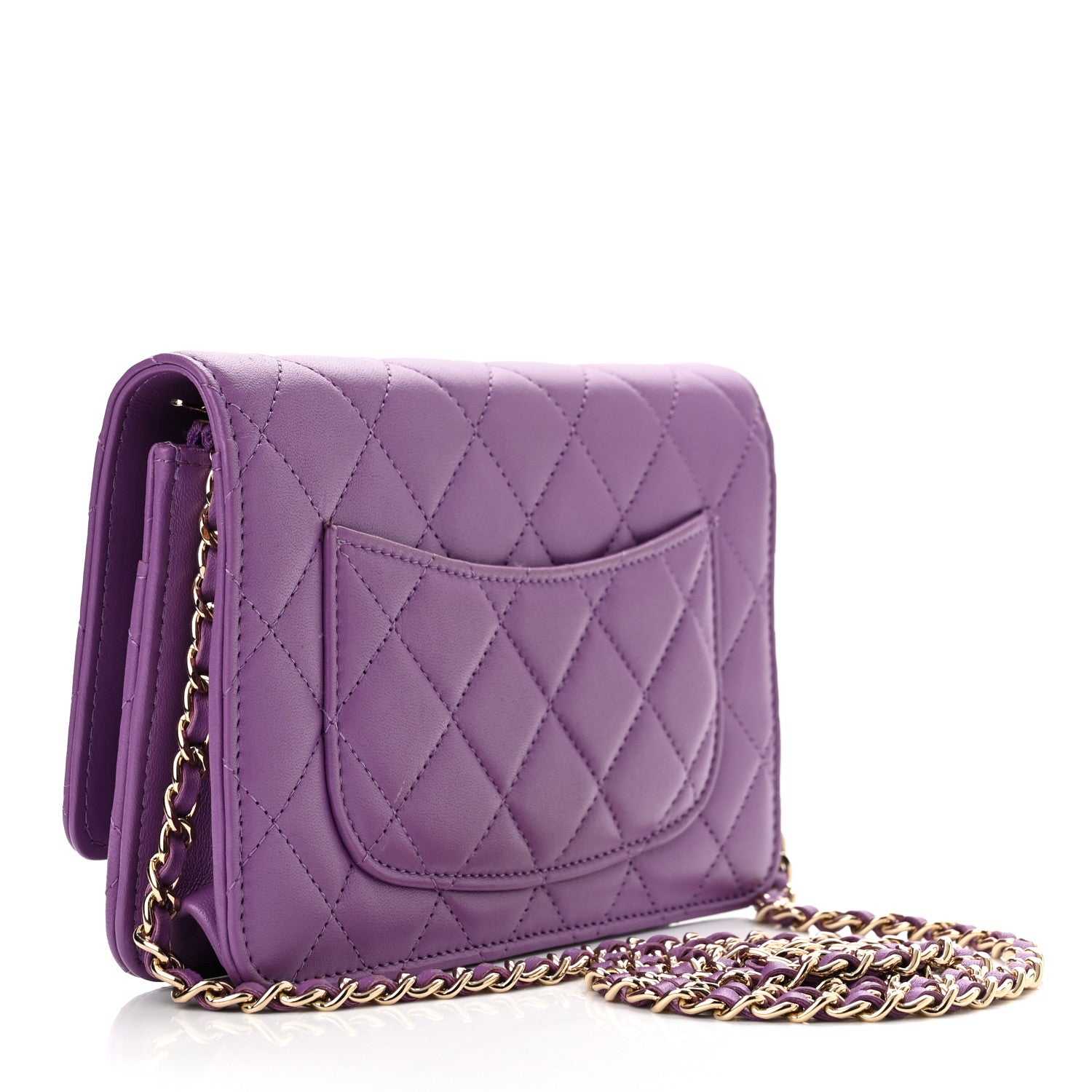 Chanel Lambskin Quilted Wallet On Chain WOC Purple 3 of 11