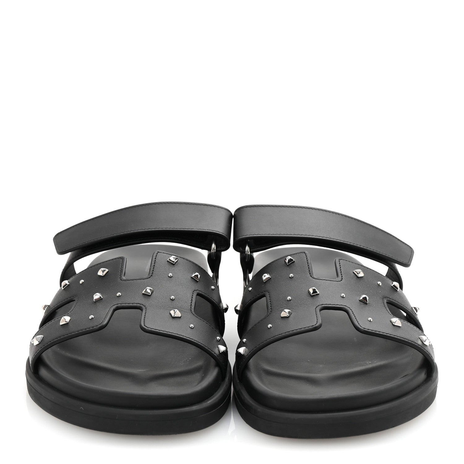 Hermes Calfskin Medor Studded Womens Chypre Sandals 39 Black 3 of 9