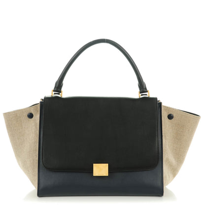 Celine Smooth Calfskin Canvas Medium Trapeze Navy Blue 1 of 9