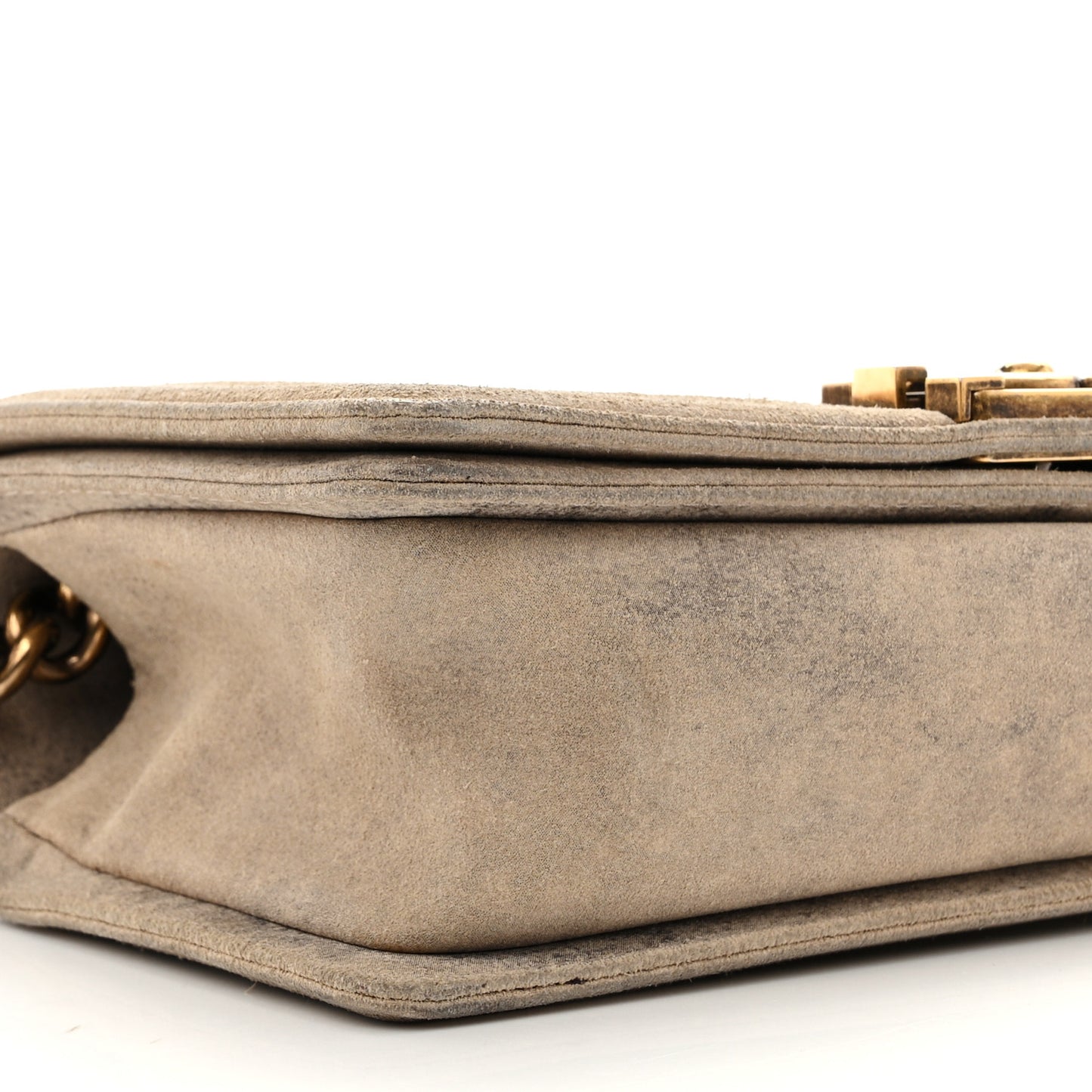 Iridescent Calfskin Quilted Medium Boy Flap Beige