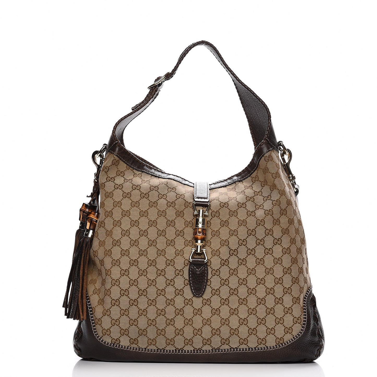 Monogram Large New Jackie Shoulder Bag Dark Brown