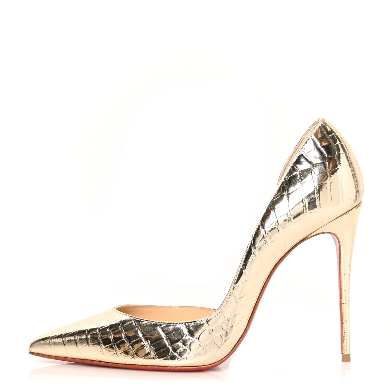 Christian Louboutin Metallo Cocco Iriza 100 Pumps 38 Platine 1 of 8