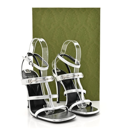 Gucci Nappa Silk High Heel Sandals 37.5 Argento 11 of 11