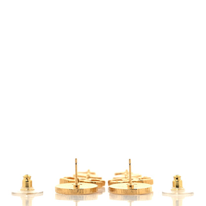 Chanel Metal Disc CC Long Drop Earrings Gold 3 of 5