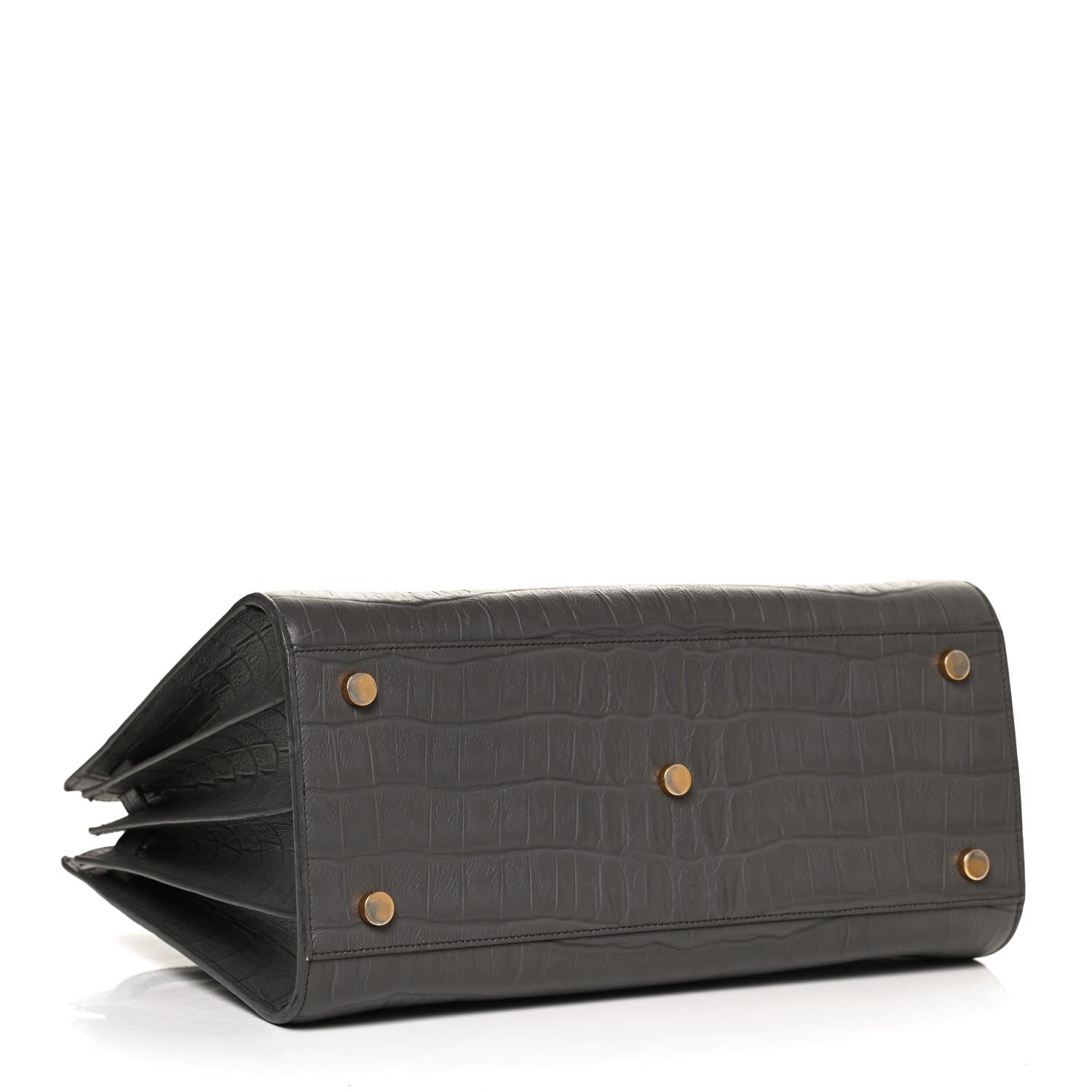 Saint Laurent Calfskin Crocodile Embossed Small Sac De Jour Fog 4 of 12