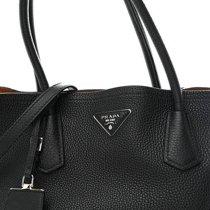 Prada Vitello Daino Medium Double Tote Black Cuoio Black Cuoio 9 of 11
