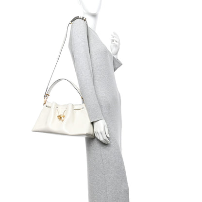 Jimmy Choo Smooth Shiny Calfskin Medium Cinch M Bucket Bag Latte 2 of 9