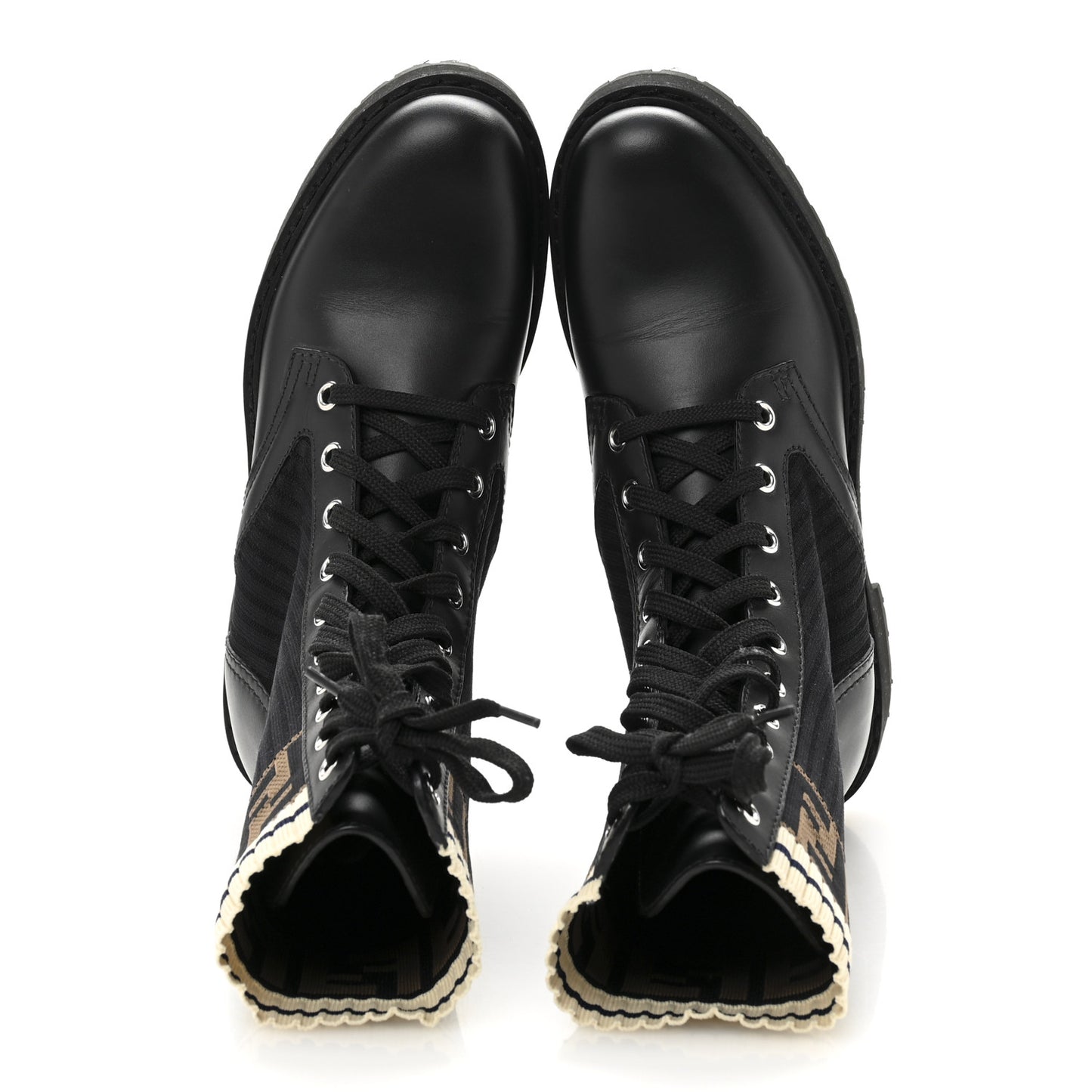 Calfskin Stretch Fabric Rockoko Biker Boots 36 Tobacco Black Marino