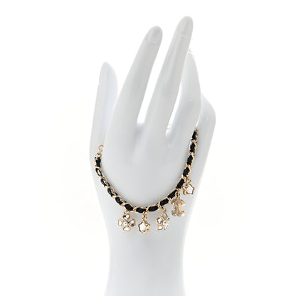 Chanel Metal Lambskin Crystal Chain CC Charms Bracelet Gold Black 2 of 5