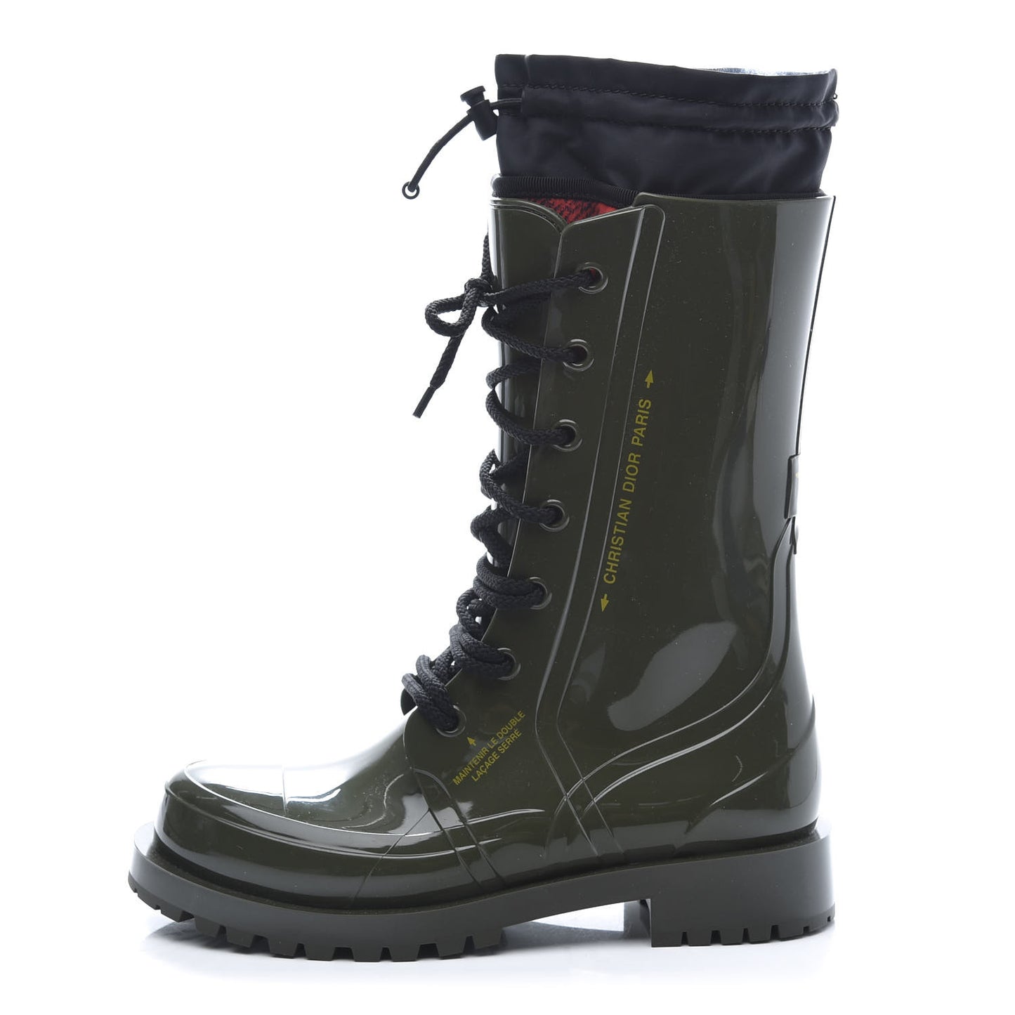 Shiny Rubber Diorcamp Low Boots 37 Military