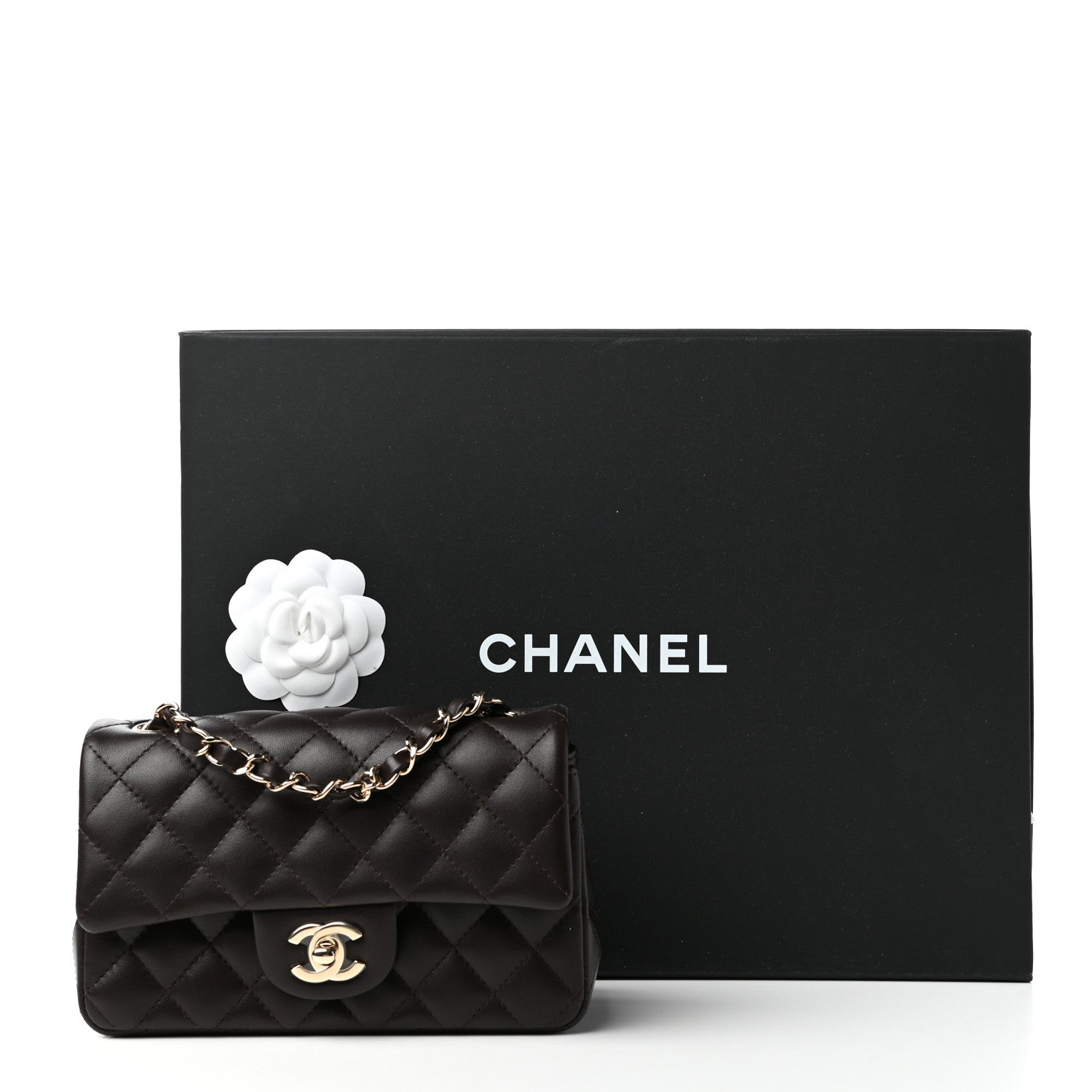 Chanel Lambskin Quilted Mini Rectangular Flap Dark Brown 11 of 11