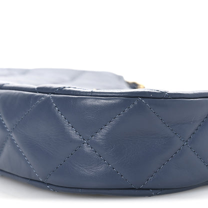 Chanel Crumpled Calfskin Quilted Braided CC Small Hobo Blue 10 of 11