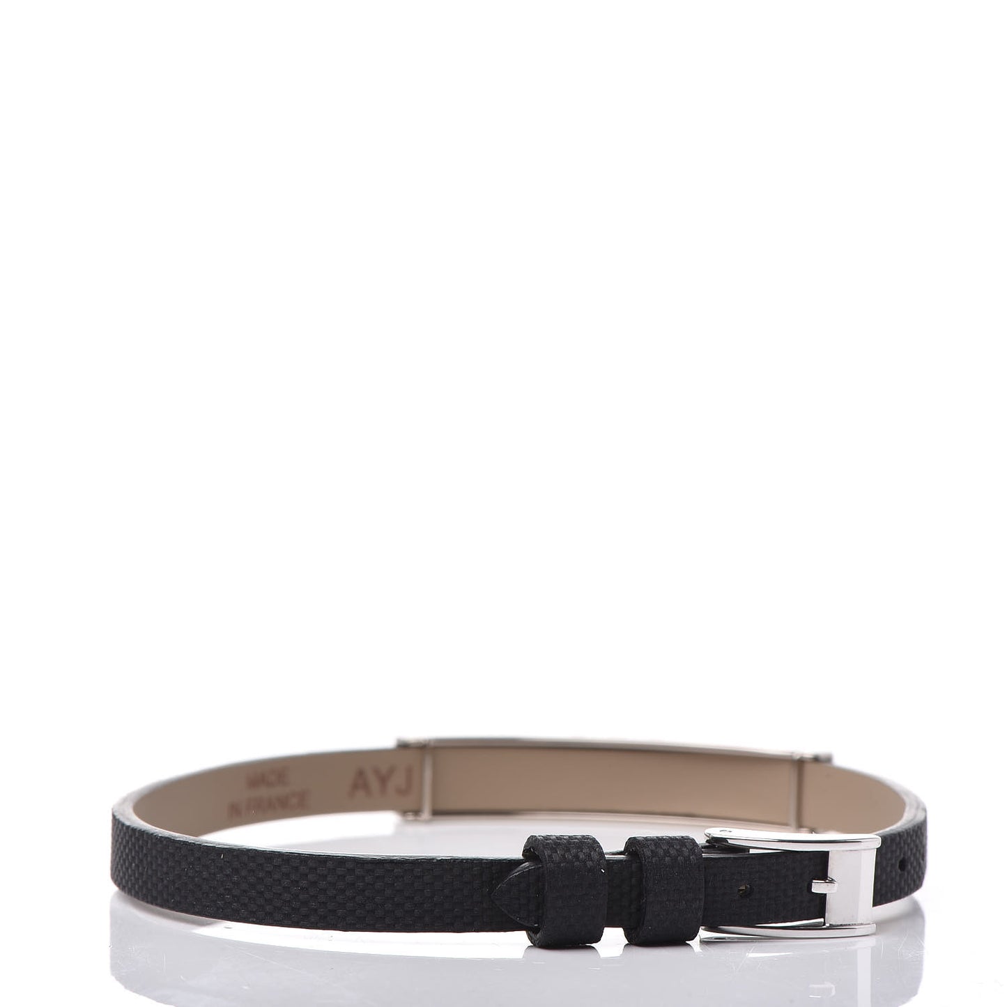 18K White Gold Calfskin 3 Motif LOVE Bracelet Black