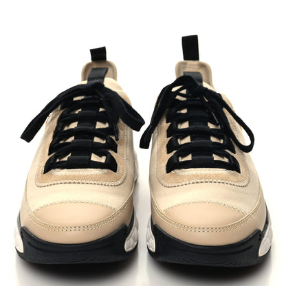 Chanel Velvet Calfskin Mixed Fibers CC Sneakers 36 Beige 2 of 8
